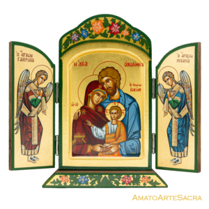 Trittico Greco Icona Sacra Famiglia Richiudibile