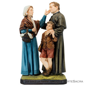 Don Bosco con Mamma Margherita e San Domenico Savio cm 30