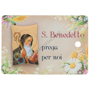 Mini Quadretto San Benedetto smussato in Confezione (con Cartoncino 10x6,5)