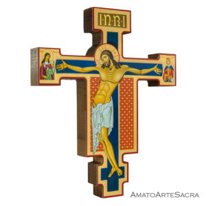 Croce in Legno Sagomata Giotto con Foglia Oro