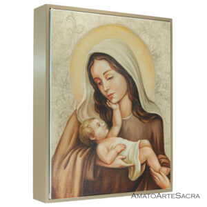 Quadro a Cassetto con Tela Santa Madonna con Bambino  30 x 40