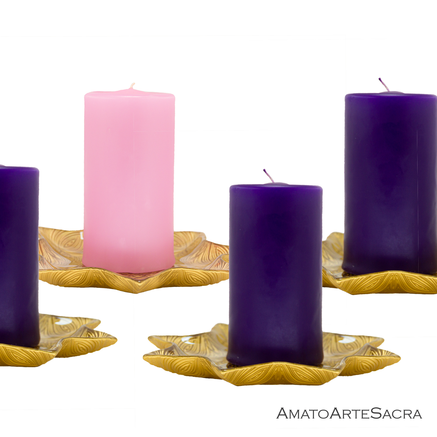 Set di candele (x3) azzurro, rosa e viola
