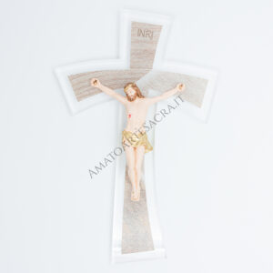 Crocifisso con Croce Stilizzata in Plex cm 19x30 Cristo Dipinto