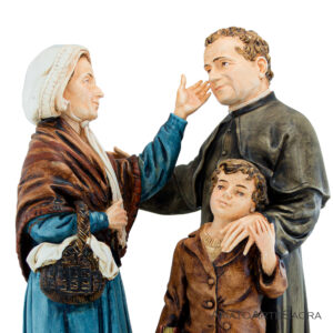Don Bosco con Mamma Margherita e San Domenico Savio cm 30