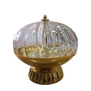 LAMPADA IN VETRO SOFFIATO MELOGRANO SU BASE ORO H 12 DIAM 9