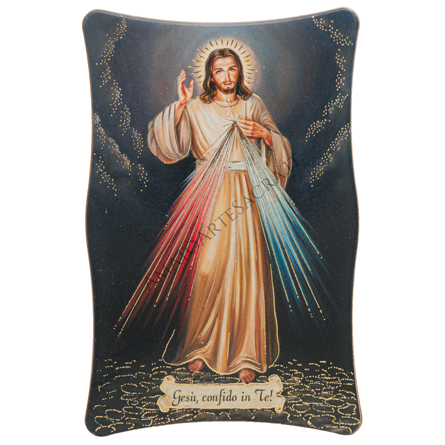 Holyart – Quadro In Legno Sagomato Gesù Misericordioso, Stile Vintage, Compensato Di Pioppo 23,5x19cm