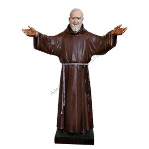 Padre Pio cm 180 Braccia Aperte Occhi in Vetro