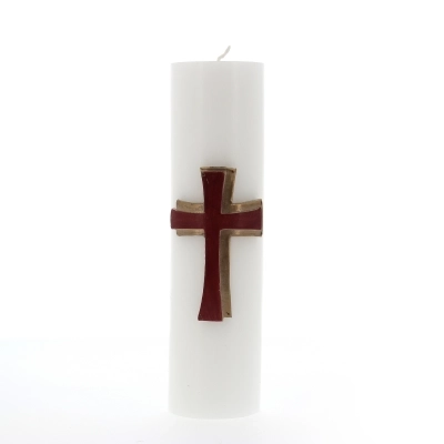 CERO IN CERA BIANCA  CON CROCE A RILIEVO MM 80X300