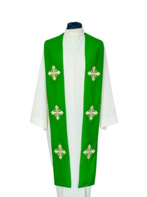 STOLA SACERDOTALE  VERDE CON DECORO CROCI