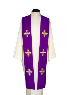 STOLA SACERDOTALE  VIOLA CON DECORO CROCI