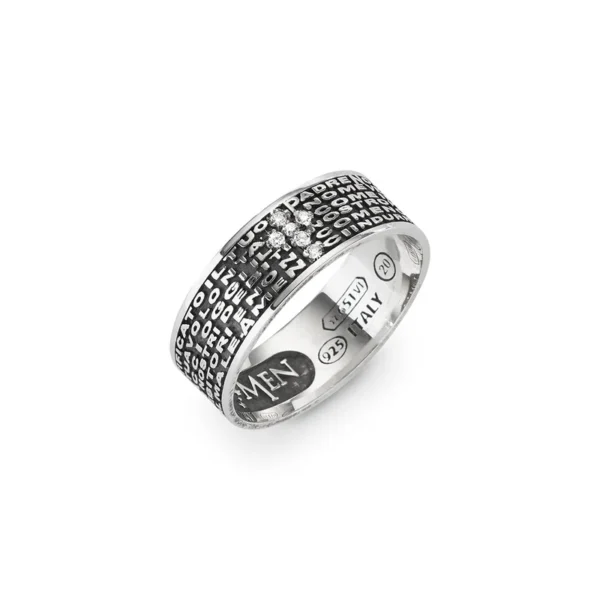 Anello Padre Nostro Amen Croce Zirconata