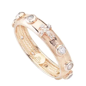 Anello Rosario Argento Rosè Con Zirconi Amen